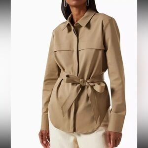 Good American Safari Tunic Belted Shirt Jacket Khaki Utility Top Size 3 L